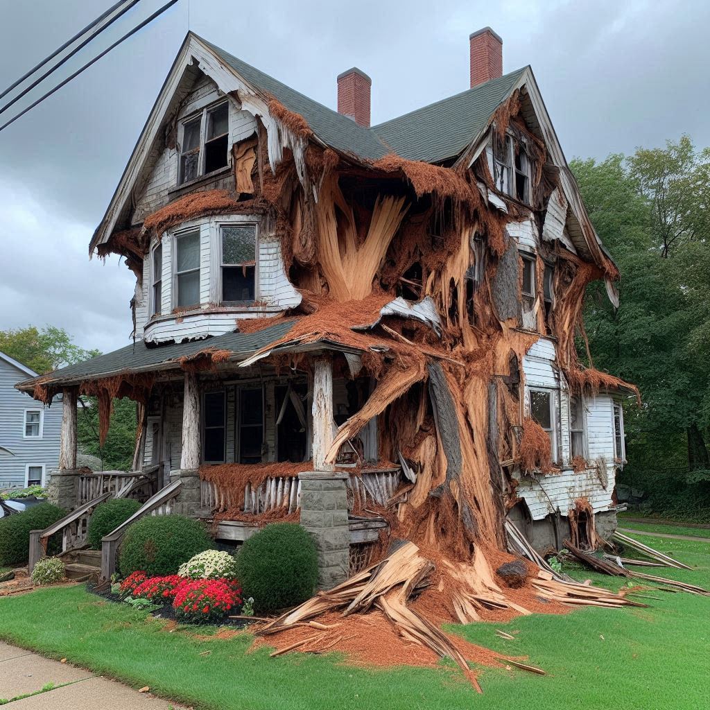 Signs Your Pinson Home Needs a Tree Inspection Blog Article - Tree with visible damage, including broken branches and signs of disease near an Pinson home